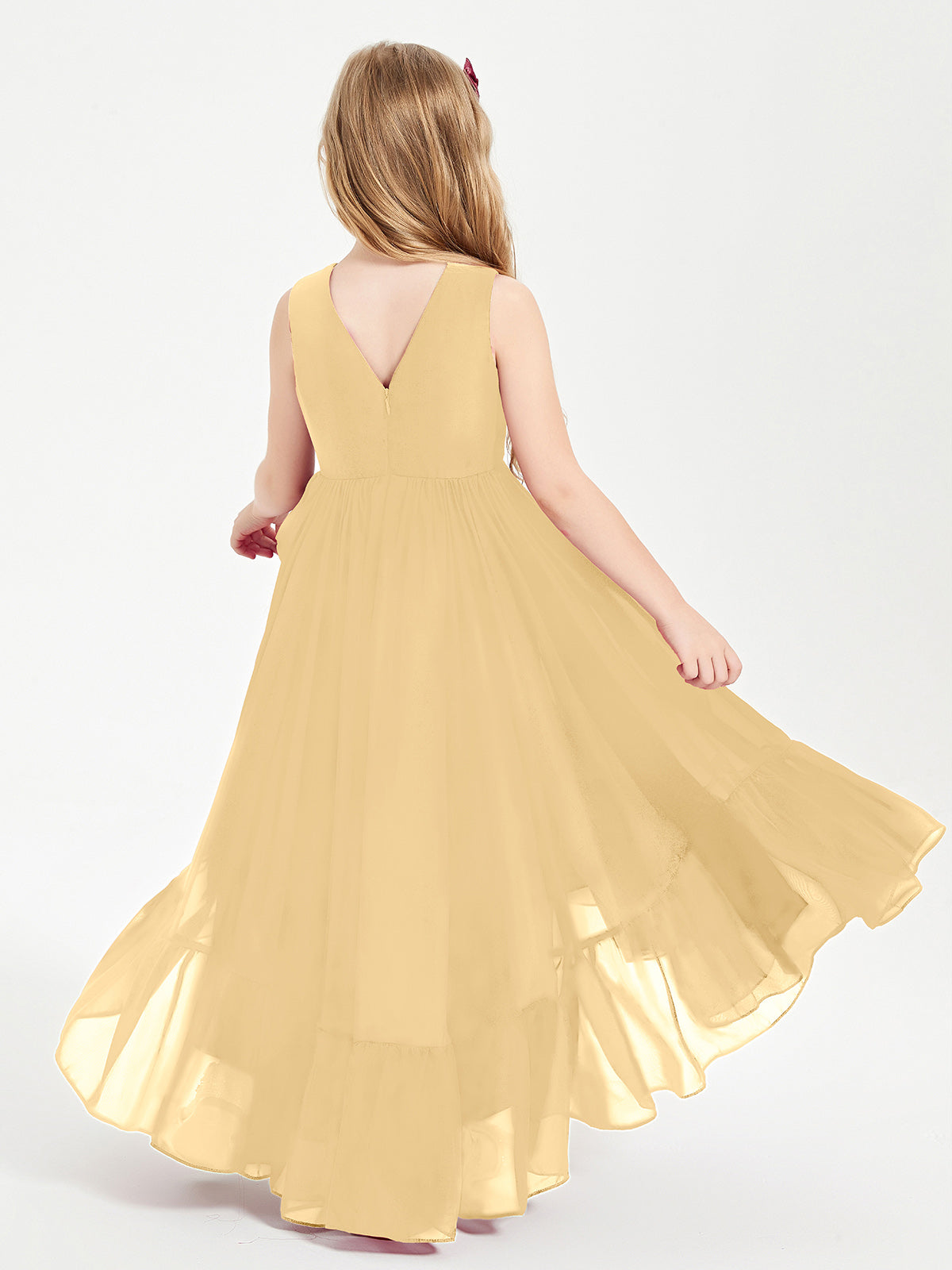 Cascading Skirt Boho Dresses for Junior Bridesmaids Gold